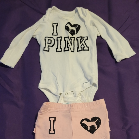 Infant Baby Girl Victoria Secret Pink Outfits (Size 3-6mo) - Picture 3 of 10